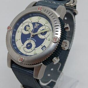 VINTAGE Façonnable Facomarine Men's 42 mm  Blue Dial S/Steel Chronograph Watch